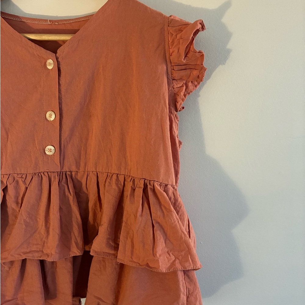 Ruffled Tiered Blouse in Dusty Rose - Picture 2 of 3